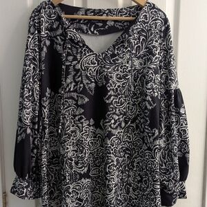 Reborn Black and White Paisley Blouse